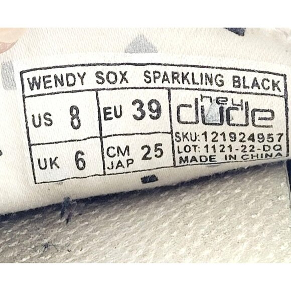 Hey Dude Women's Wendy Sox Sparkling‎ Black - Size 8 - Picture 7 of 8